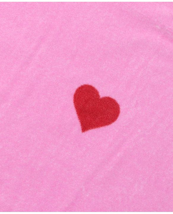 Pine Kids Terry Woven Towel & Wrapper Heart Print L 60 x B 120 cm - Pink
