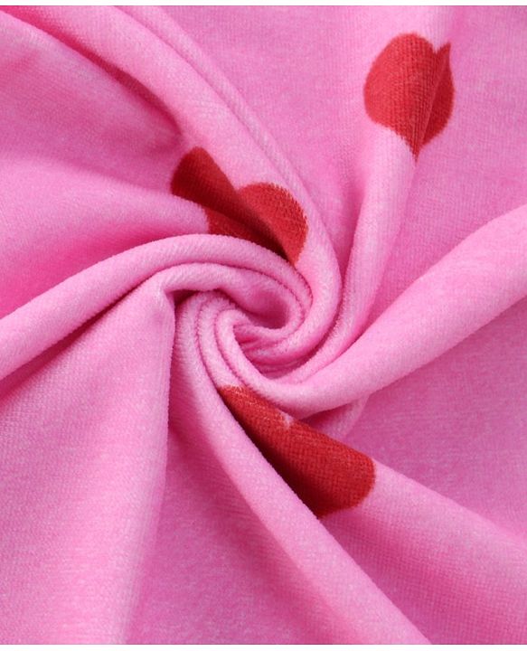 Pine Kids Terry Woven Towel & Wrapper Heart Print L 60 x B 120 cm - Pink