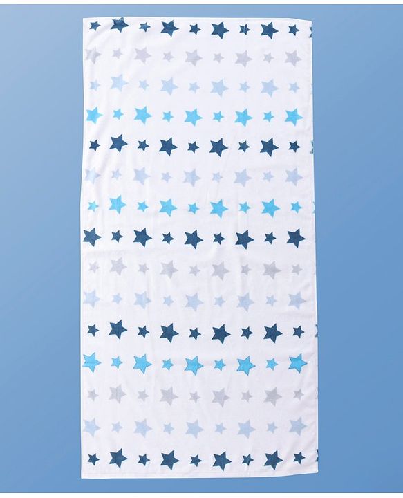 Pine Kids Terry Woven Towel & Wrapper Star Print L 60 x B 120 cm - White