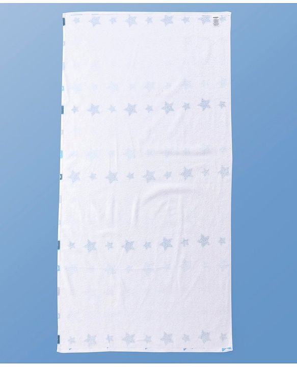 Pine Kids Terry Woven Towel & Wrapper Star Print L 60 x B 120 cm - White