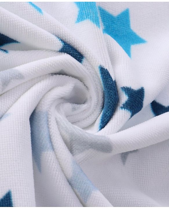 Pine Kids Terry Woven Towel & Wrapper Star Print L 60 x B 120 cm - White