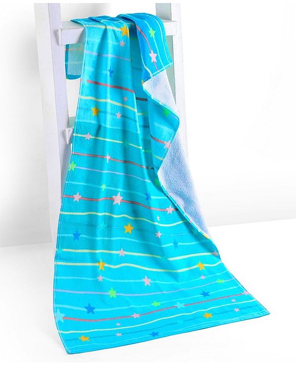 Pine Kids Terry Woven Towel & Wrapper Star Print L 120 x B 60 cm - Blue