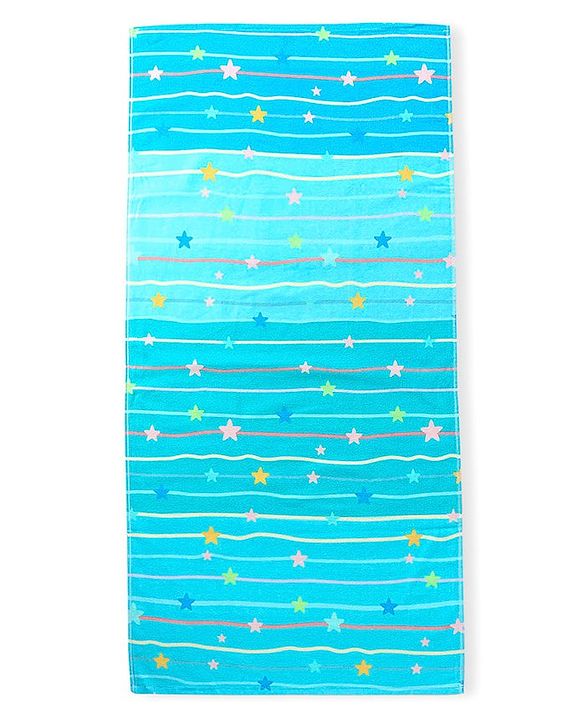 Pine Kids Terry Woven Towel & Wrapper Star Print L 120 x B 60 cm - Blue