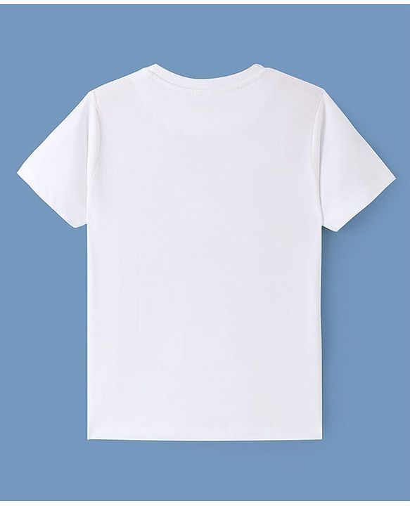Pine Kids Cotton Knit Half Sleeves T-Shirt with Bicycle Graphics - White