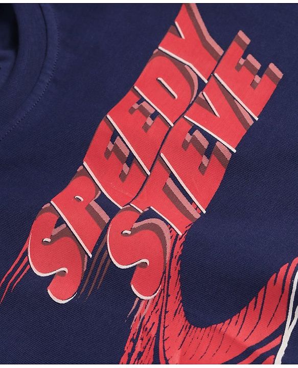 Pine Kids Cotton Knit Half Sleeves T-Shirt Car Print - Navy Blue