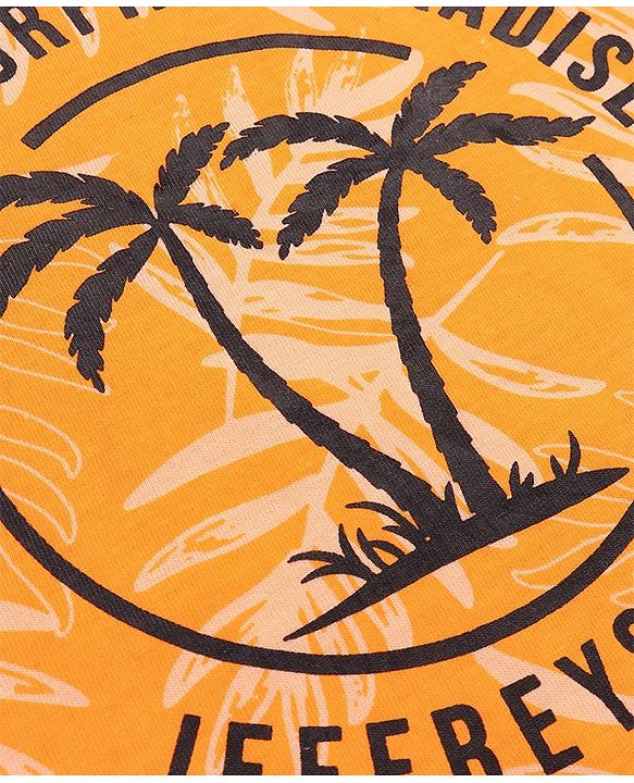 Pine Kids Cotton Knit Half Sleeves Tropical Printed T-Shirt - Orange
