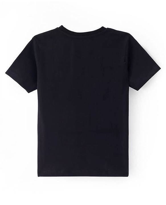 Pine Kids Cotton Knit Half Sleeves T-Shirt with Anime Print - Black