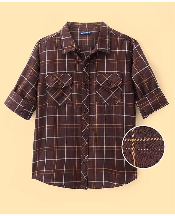 Pine Kids Cotton Woven Full Sleeves Checks Shirt- Multicolor