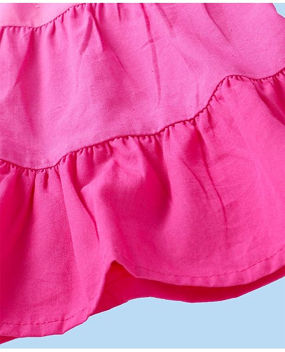 Babyhug Poplin Woven Half Volume Sleeves Frock With Sling & Legging - Pink
