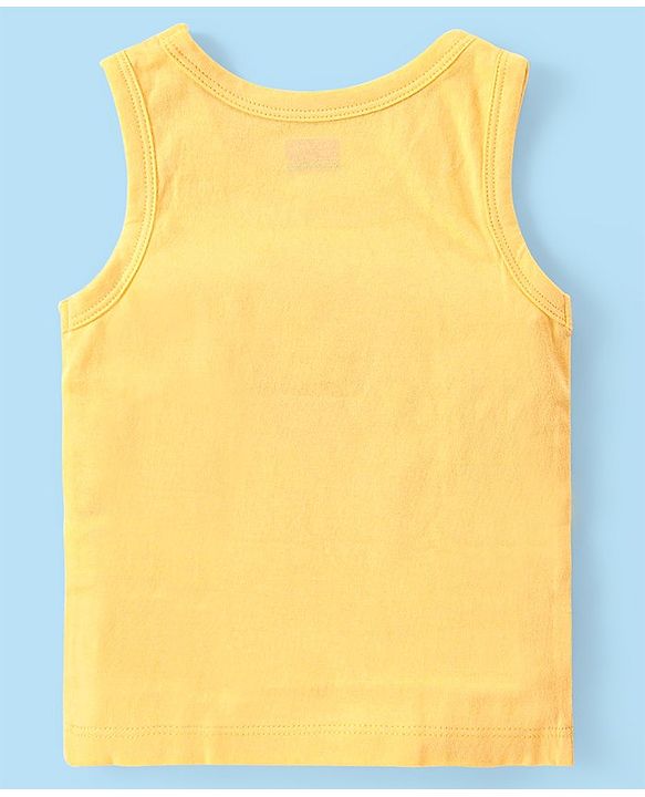 Babyhug 100% Organic Cotton Knit Sleeveless Set of  Vests with Striped & Bear Print Pack of 3 - Multicolour