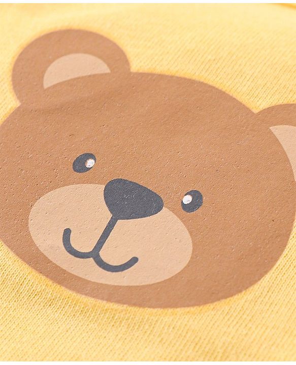 Babyhug 100% Organic Cotton Knit Sleeveless Set of  Vests with Striped & Bear Print Pack of 3 - Multicolour