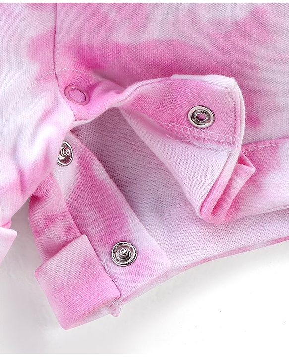 Babyhug Cotton Knit Fruity Embroidered Dungaree with Half Sleeves Inner Tee Polka Dots Print - Pink & White