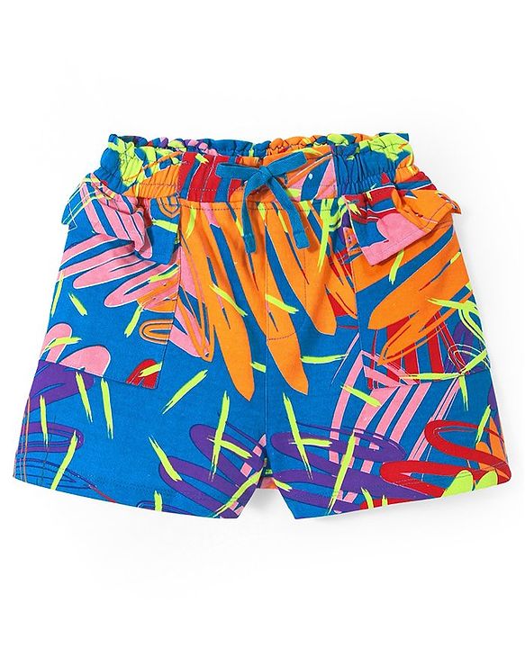 Pine Kids Cotton Knit Mid Thigh Printed Shorts - Multicolour