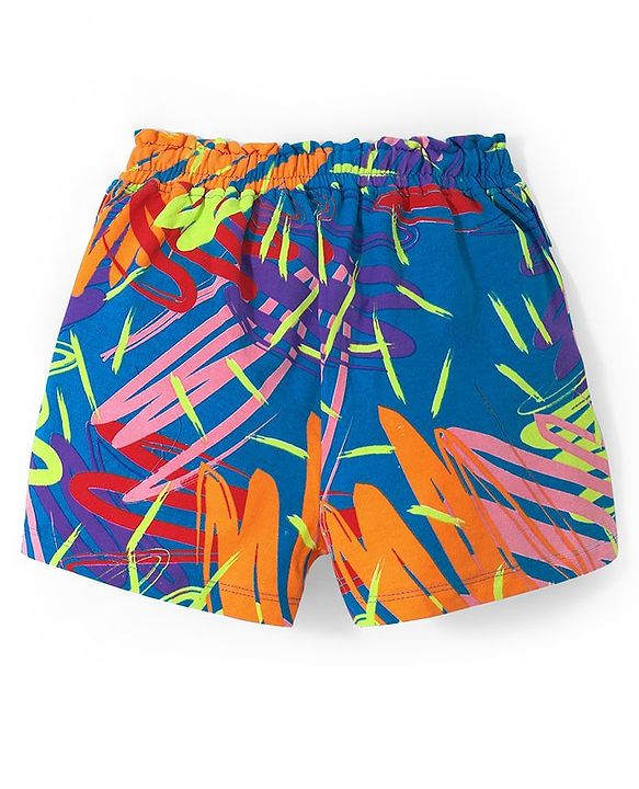 Pine Kids Cotton Knit Mid Thigh Printed Shorts - Multicolour