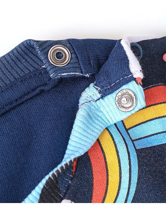Babyhug Cotton Knit Full Sleeves Sweatshirt With Dino Print- Multicolor