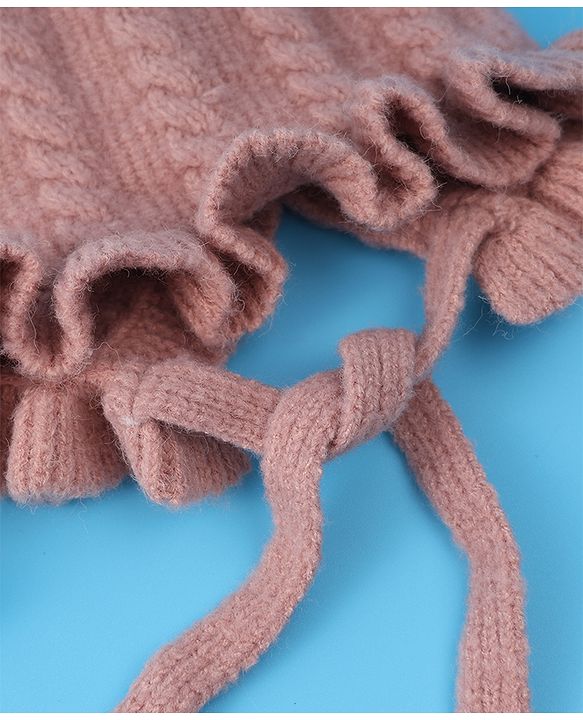 Babyhug Cable Knitted Woollen Cap with Knot - Pink