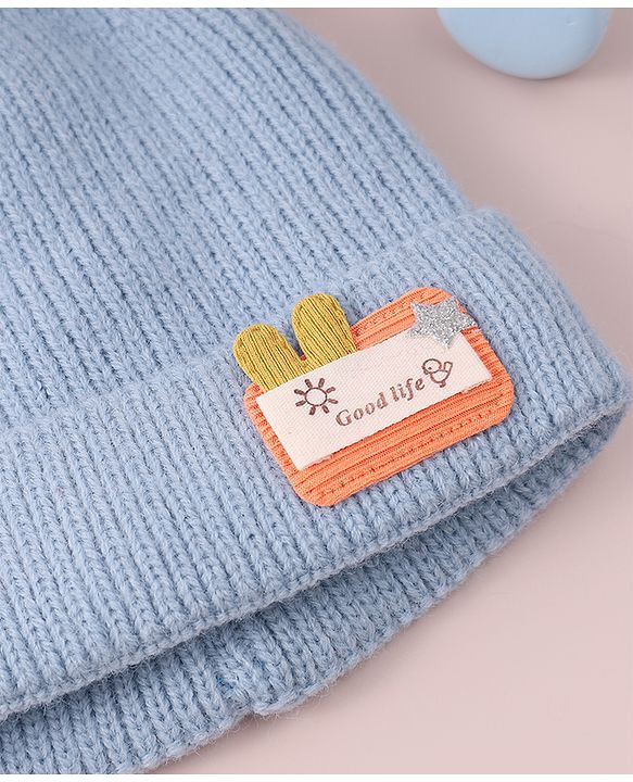 Babyhug  Woollen Cap with Heart Applique - Blue