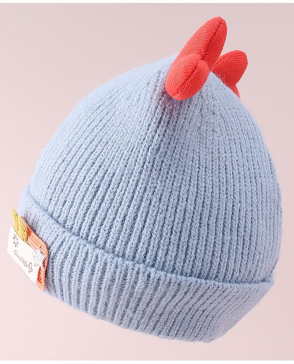 Babyhug  Woollen Cap with Heart Applique - Blue