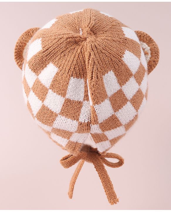 Babyhug Ear Applique Woollen Cap with Knot - Brown