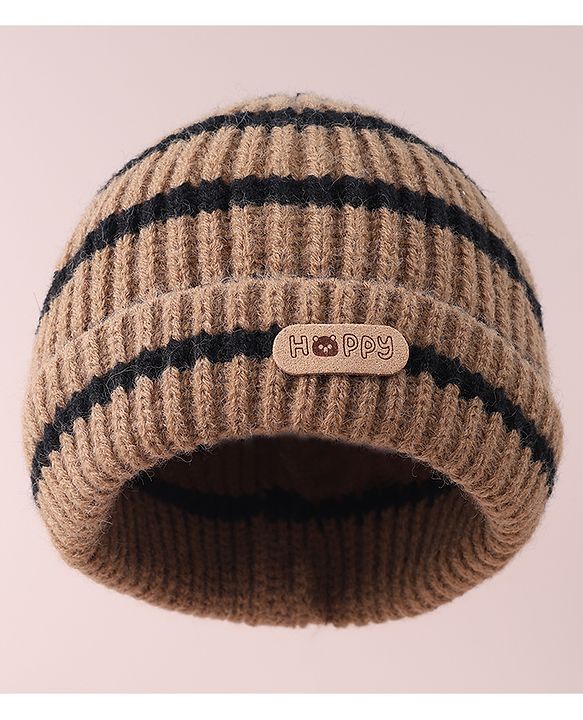 Babyhug Cable Knitted Woollen Cap Brown