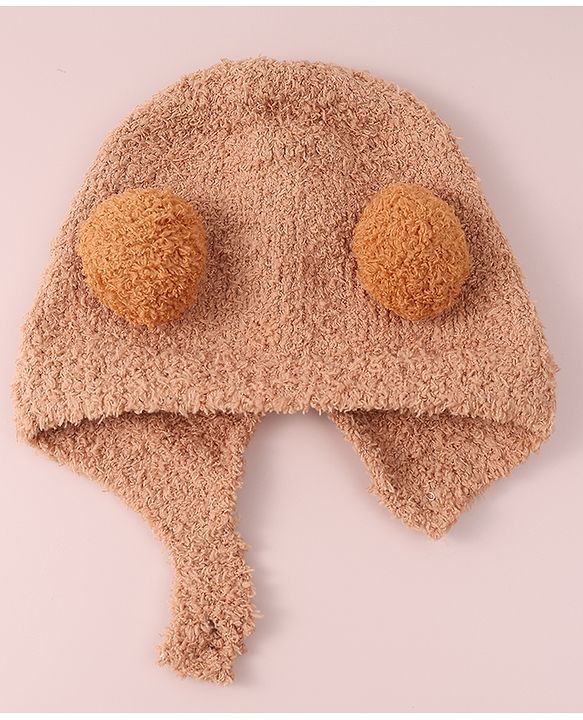 Babyhug Woollen Cap with Pom Pom - Brown