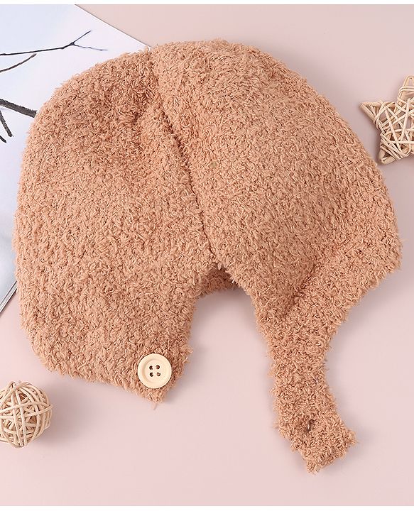 Babyhug Woollen Cap with Pom Pom - Brown