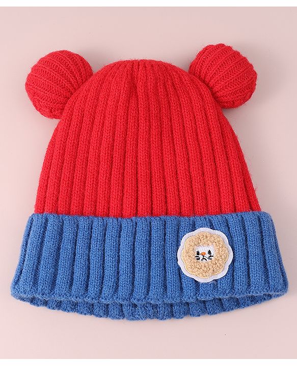 Babyhug Cable Knitted Woollen Cap with Pom Pom - Red