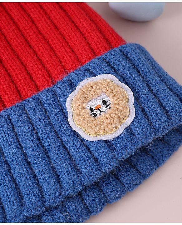 Babyhug Cable Knitted Woollen Cap with Pom Pom - Red