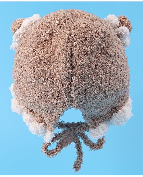 Babyhug Pom Pom Woollen Cap with Knot - Light Brown