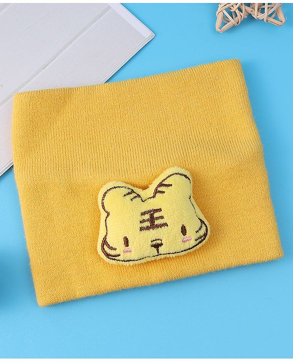 Babyhug Ear Applique Woollen Cap & Muffler Set Lion Design - Yellow