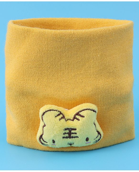 Babyhug Ear Applique Woollen Cap & Muffler Set Lion Design - Yellow