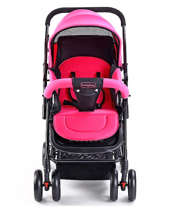 Babyhug Symphony Stroller With Reverisble Handle & Mosquito Net - Pink