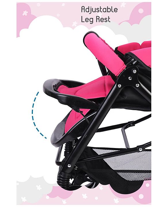 Babyhug Symphony Stroller With Reverisble Handle & Mosquito Net - Pink