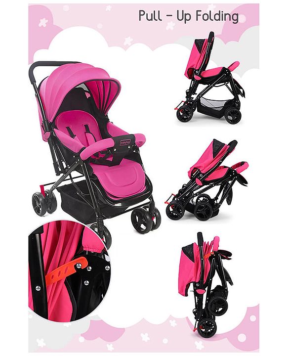 Babyhug Symphony Stroller With Reverisble Handle & Mosquito Net - Pink