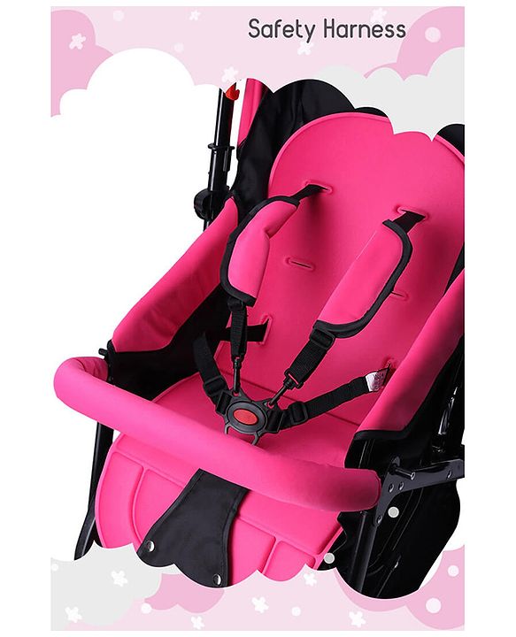 Babyhug Symphony Stroller With Reverisble Handle & Mosquito Net - Pink