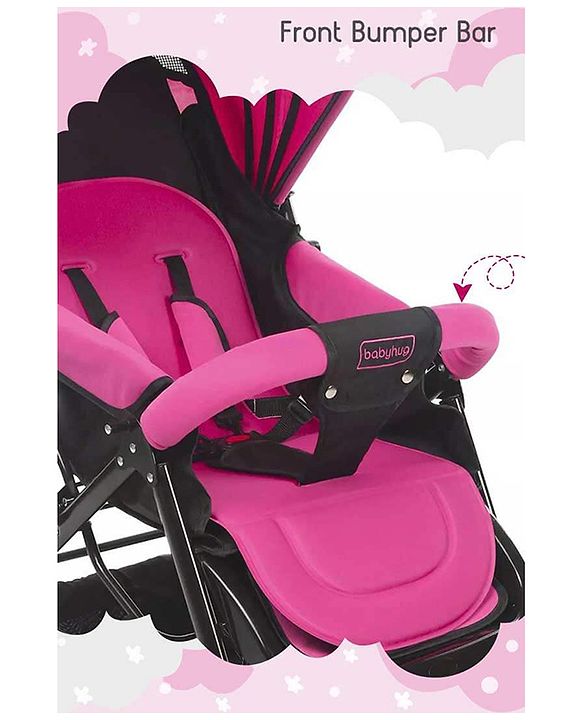 Babyhug Symphony Stroller With Reverisble Handle & Mosquito Net - Pink