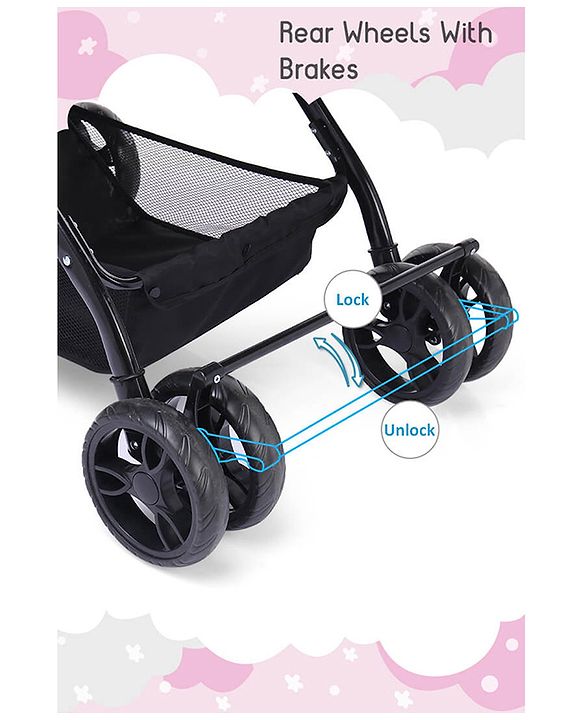 Babyhug Symphony Stroller With Reverisble Handle & Mosquito Net - Pink