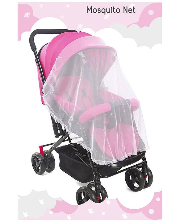 Babyhug Symphony Stroller With Reverisble Handle & Mosquito Net - Pink