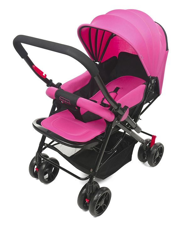 Babyhug Symphony Stroller With Reverisble Handle & Mosquito Net - Pink