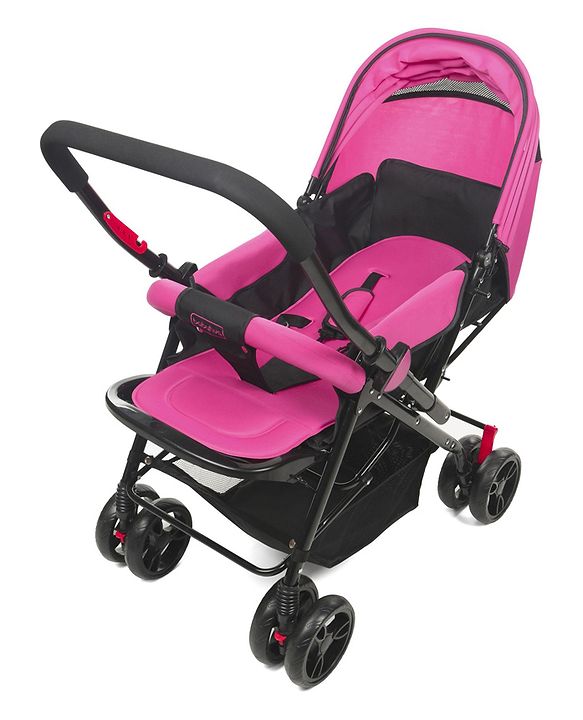 Babyhug Symphony Stroller With Reverisble Handle & Mosquito Net - Pink