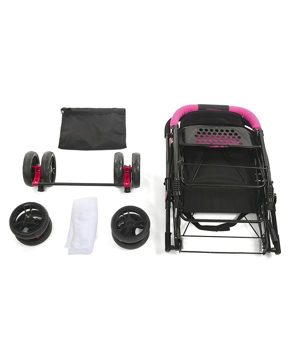Babyhug Symphony Stroller With Reverisble Handle & Mosquito Net - Pink