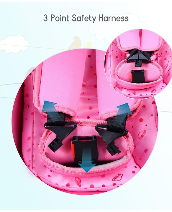Babyhug Onyx Car Seat Cum Carry Cot With Rocking Base & Aluminium Handle - Pink - 67 x 42 x 55 cm Pink