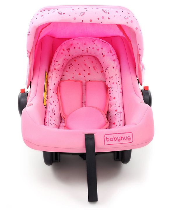 Babyhug Onyx Car Seat Cum Carry Cot With Rocking Base & Aluminium Handle - Pink - 67 x 42 x 55 cm Pink