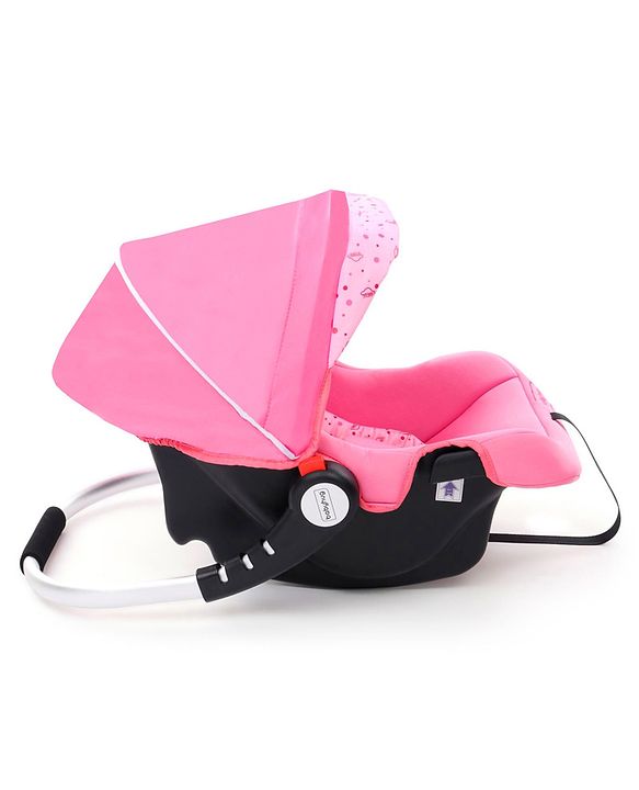 Babyhug Onyx Car Seat Cum Carry Cot With Rocking Base & Aluminium Handle - Pink - 67 x 42 x 55 cm Pink