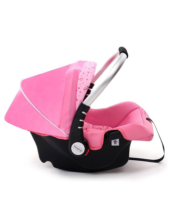 Babyhug Onyx Car Seat Cum Carry Cot With Rocking Base & Aluminium Handle - Pink - 67 x 42 x 55 cm Pink
