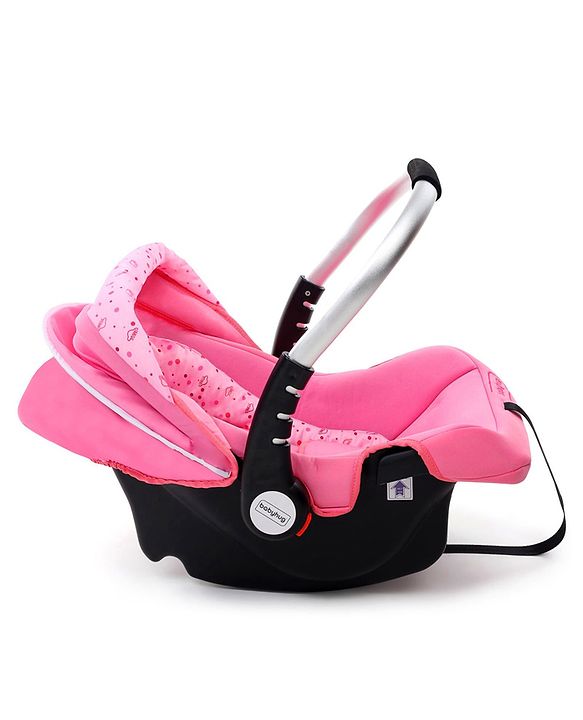Babyhug Onyx Car Seat Cum Carry Cot With Rocking Base & Aluminium Handle - Pink - 67 x 42 x 55 cm Pink