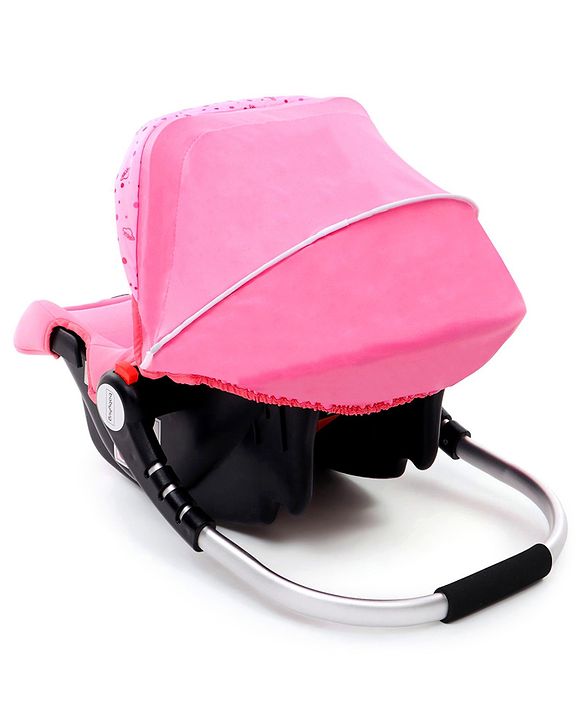 Babyhug Onyx Car Seat Cum Carry Cot With Rocking Base & Aluminium Handle - Pink - 67 x 42 x 55 cm Pink