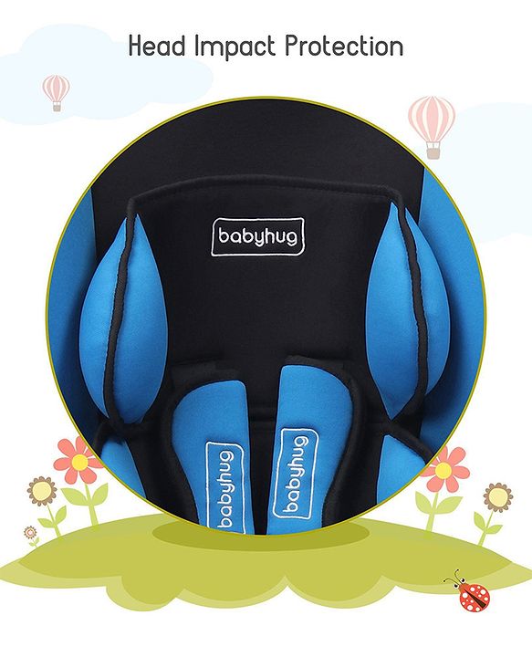 Babyhug Cruise Convertible Reclining Car Seat with Side Impact Protection - Blue & Black