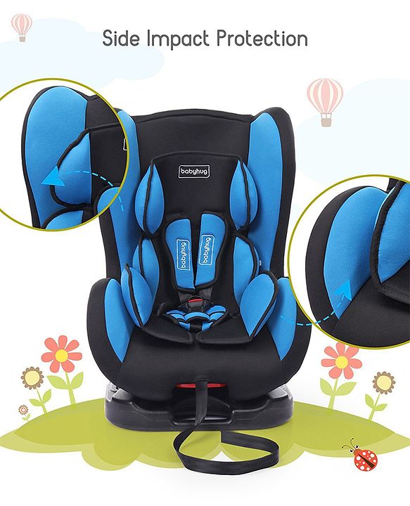 Babyhug Cruise Convertible Reclining Car Seat with Side Impact Protection - Blue & Black