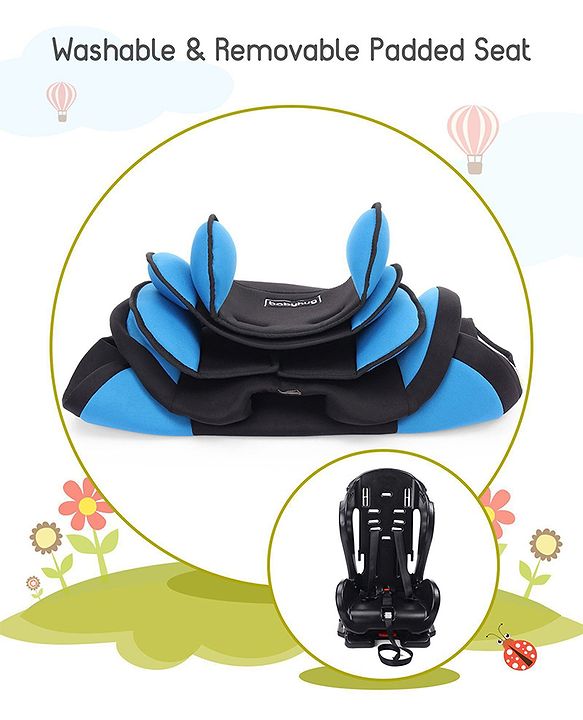 Babyhug Cruise Convertible Reclining Car Seat with Side Impact Protection - Blue & Black